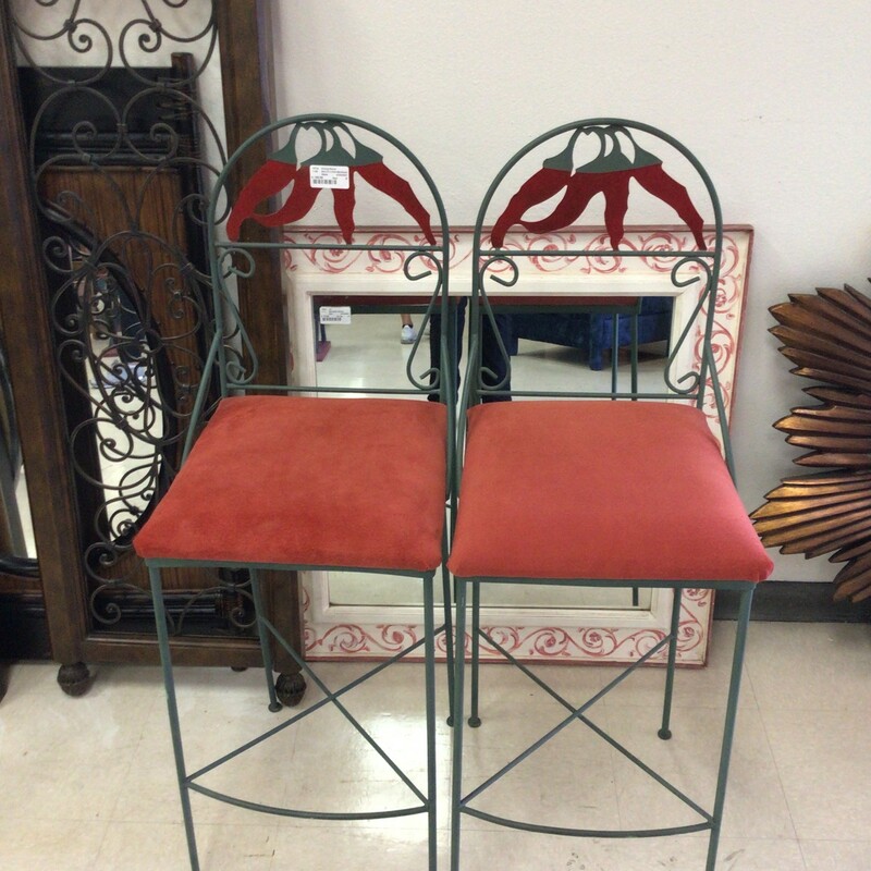 Set Of 2 Chili Barstools, Metal, Red
30in from seat to floor