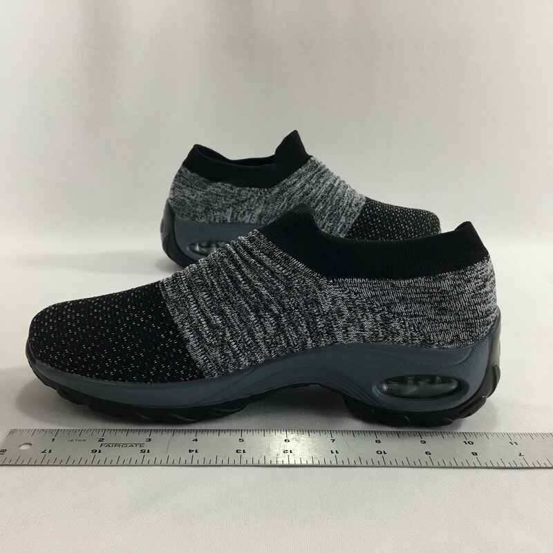 Mesh Sneakers, Grey/Bla, Size: 9-9.5