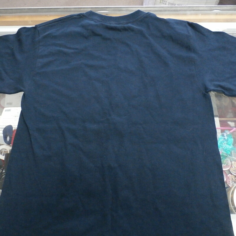 Denver Broncos shirt By Alstyle size Small blue short sleeve cotton #31759
Rating:   (see below) 3- Good Condition
Team: Denver Broncos
Player: Team
Brand: Alstyle
Size: Men's    small(Measured Flat: across chest 17\", length 27\")
Measured flat: armpit to armpit; top of shoulder to the bottom hem
Color:  blue
Style: screen pressed; short sleeve;
Material:  100% cotton
Condition: - 3- Good Condition - wrinkled; pilling and fuzz ; some stretching; minor discoloration;
Item #: 31759
Shipping: FREE