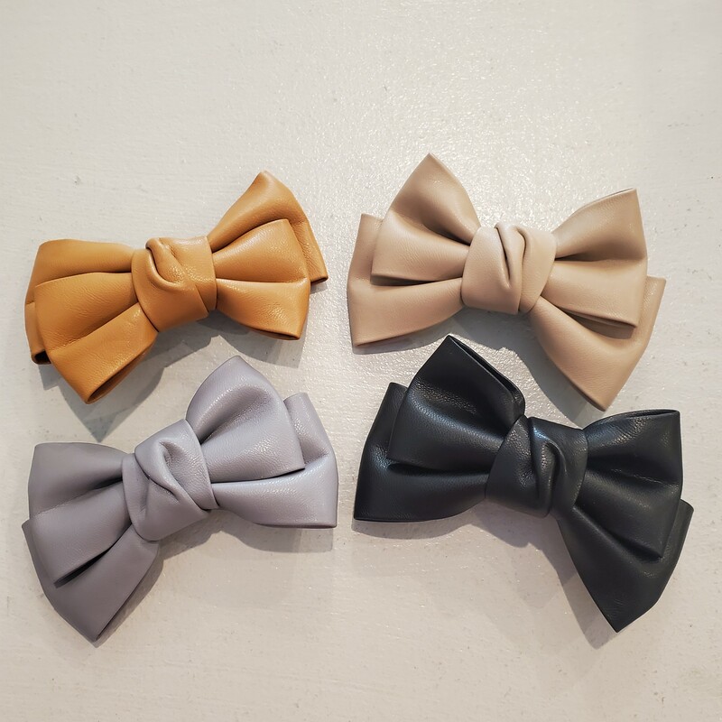 Faux Leather Bow Clips