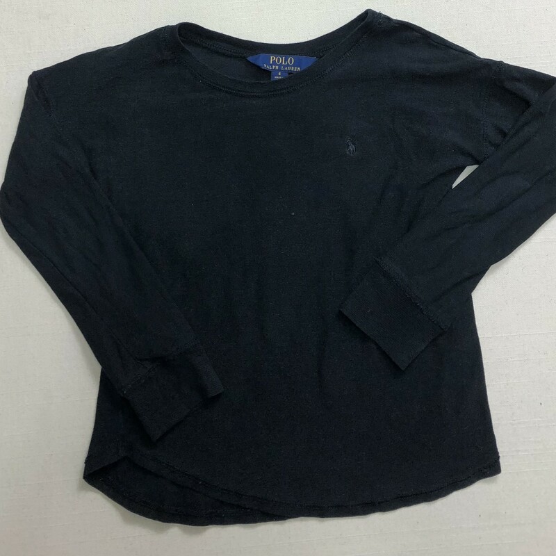 Polo  Ralph Lauren T Shirt LS, Black, Size: 6Y