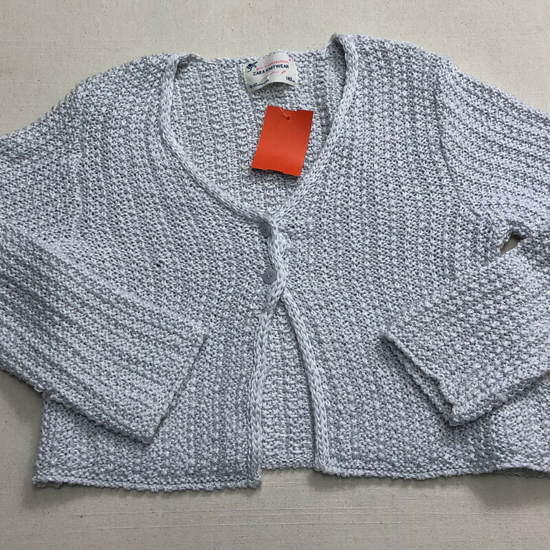 Zara Knit Cardigan, Grey, Size: 9-10Y