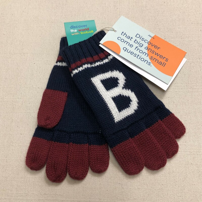 Boboli Knit Gloves, Blu/red, Size: 4-5Y