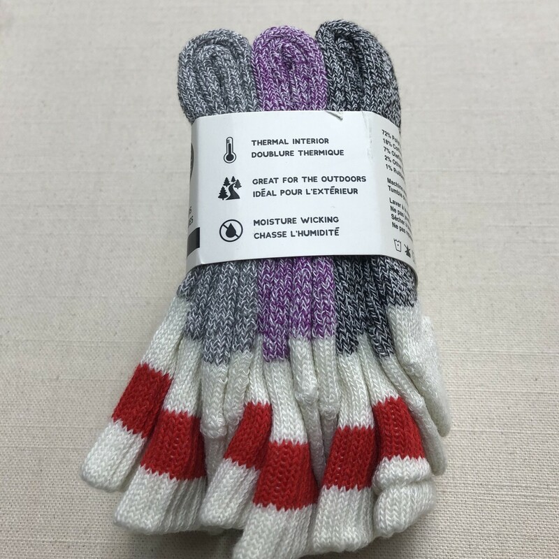 3Pack Thermal Socks, Multi, Size: 10-13Shoe<br />
NEW!<br />
Grey/Purple/Black