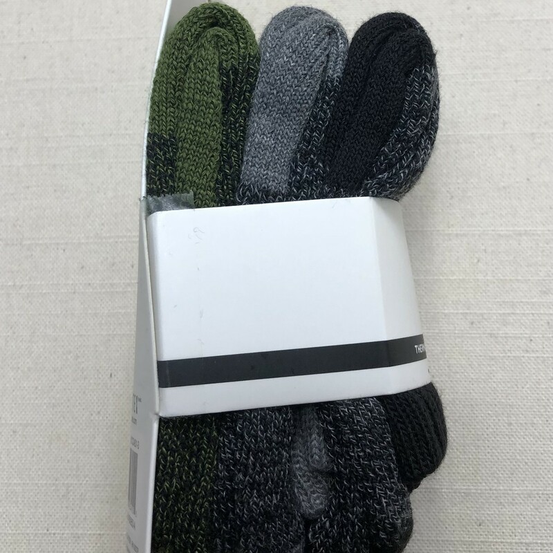 3Pack Thermal Sock, Multi, Size: 11-2Shoe<br />
New!<br />
Green/Grey/Black