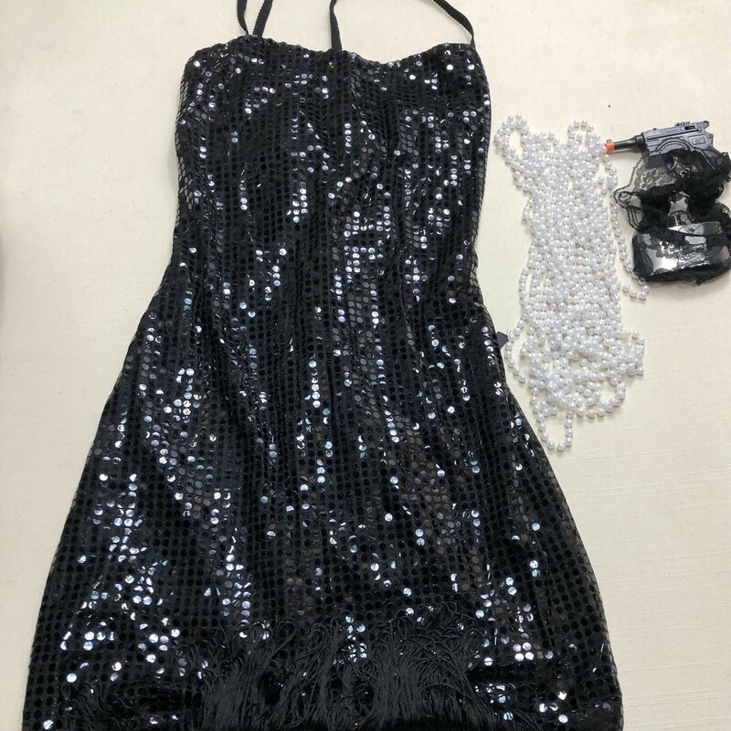 Flapper Dress Set, Black, Size: Adult