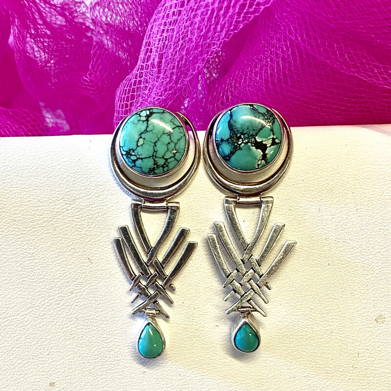 Sterling Turquoise crisscross earrings