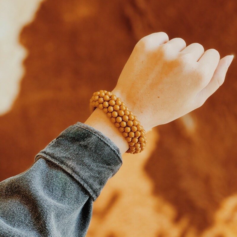 Adorable beaded bracelets perfect for stacking!<br />
Available in Camel and Blush