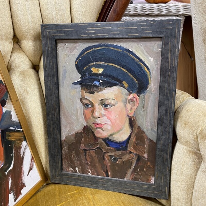 Russian Realism Portrait Oil Painting - Boy Soldier, Size: 10x14