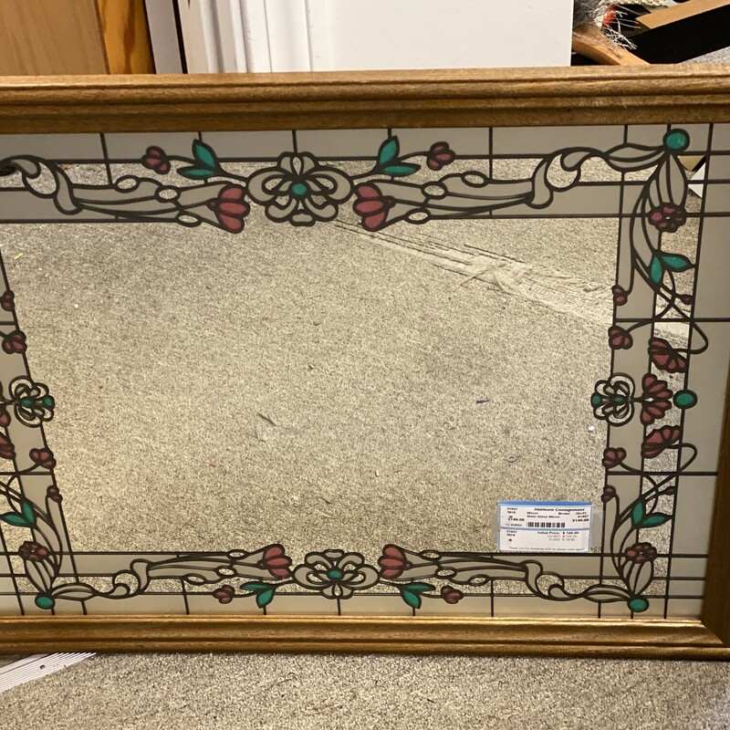 Stain Glass Mirror, Brown, Size: 25x31