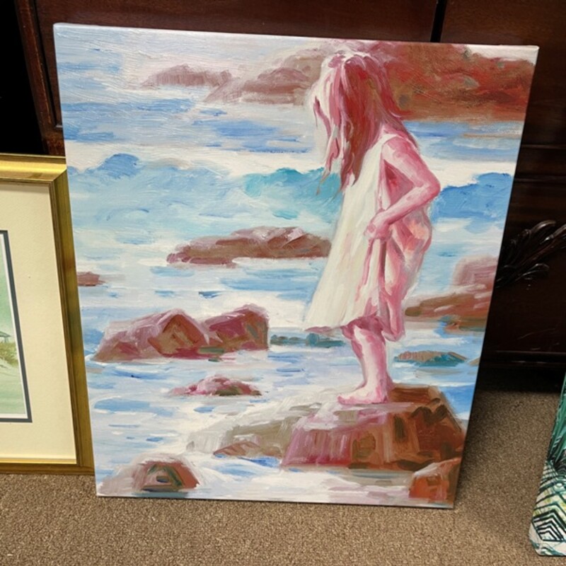 Girl On Beach Canvas, Size: 20x24