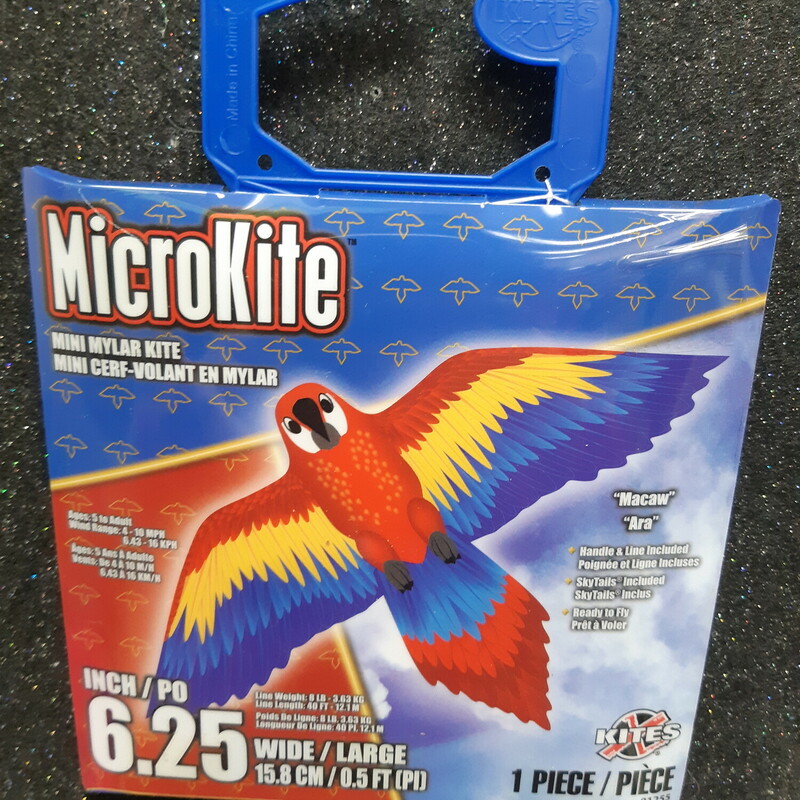 Microkite Macaw, Blue, Size: Kite