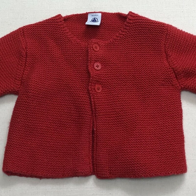 Petit Bateau Knit Cardiga, Red, Size: 18M