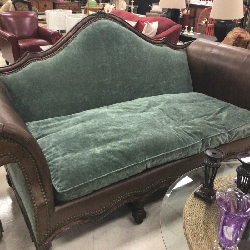 Down Sofa W/ Nailheads, Leather, Teal/Green
88in wide