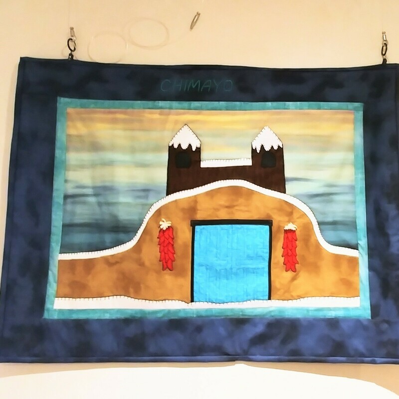 Quilt Wallhanging Chimayo, Blu/brn, Size: 37x28