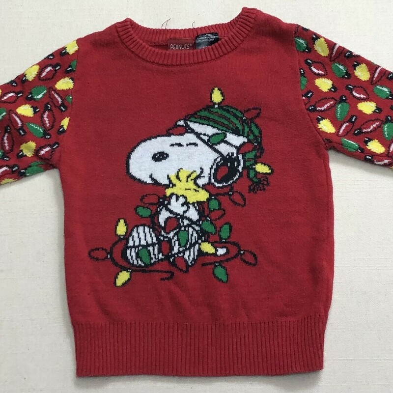 Peanuts Holiday Sweater, Red, Size: 12M