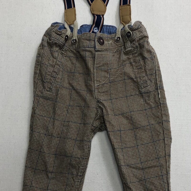 H&M Pants With Suspender, Brown, Size: 6-9M
