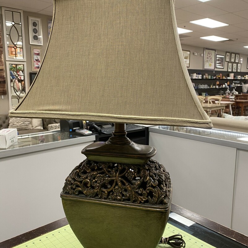 Open-work Base Lamp, Bronze, Size: 32 Inch