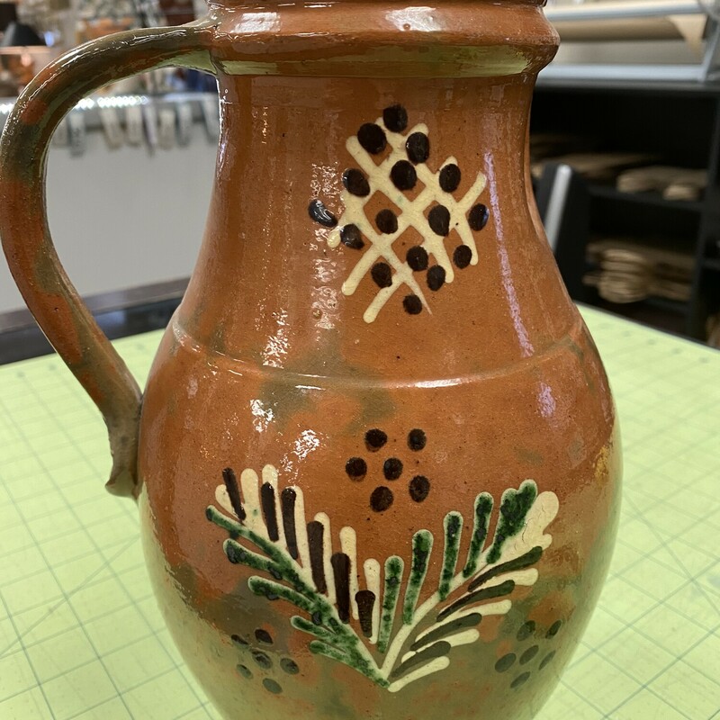 Redware Pitcher, Rust, Size: 7x10 Inch