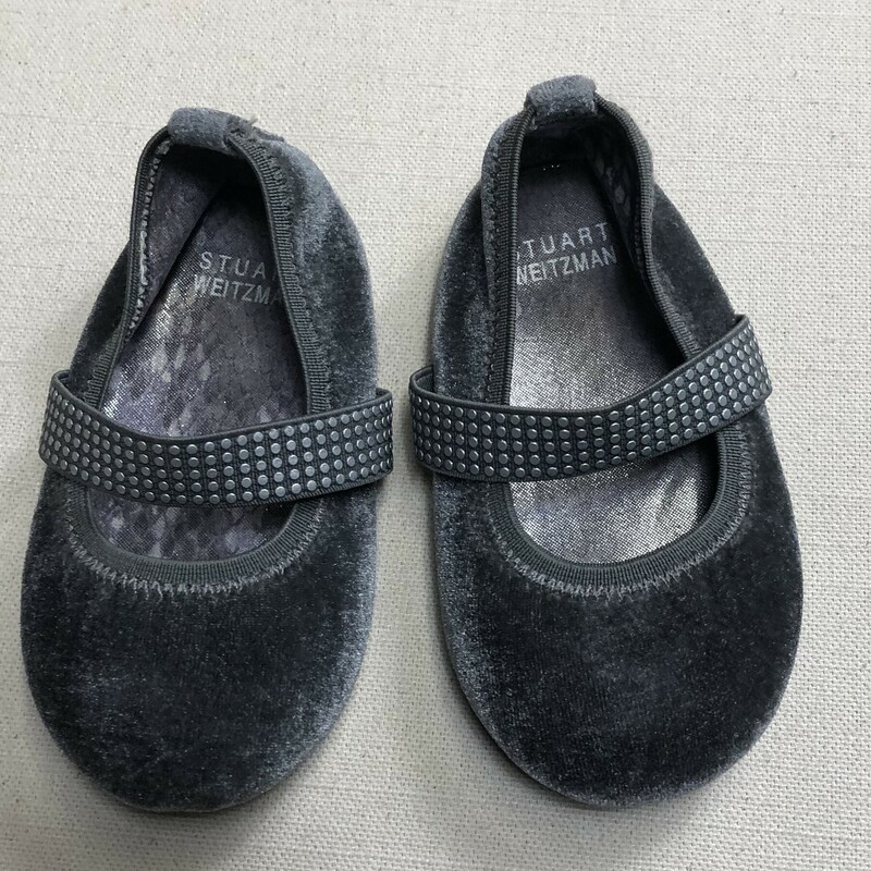 Stewart Weitzman Velour Slip On Shoes, Silver, Size: 4T