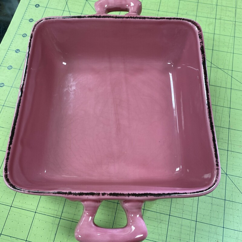 Italian Pottery Baking Pan, Pink, Size: 7x7 In