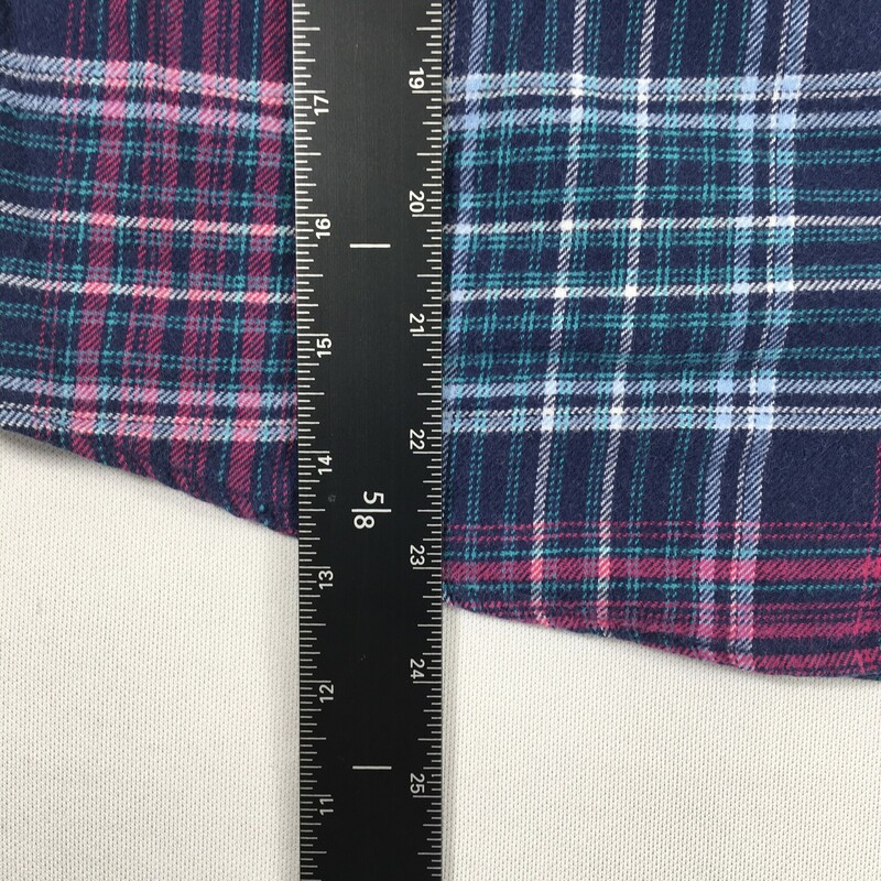 Lands End, Plaid, Size: XS/ Petite Flannel, Size: Small, maroon navy aqua plaid flannel, pre worn gently