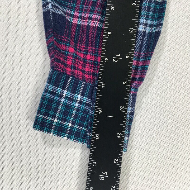 Lands End, Plaid, Size: XS/ Petite Flannel, Size: Small, maroon navy aqua plaid flannel, pre worn gently