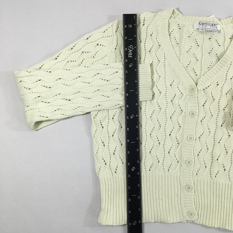 Karen Kane Cotton Knit, Lt Green, Size: Small, gently worn, see photo for small discoloration on left cuff , small repair next to first button