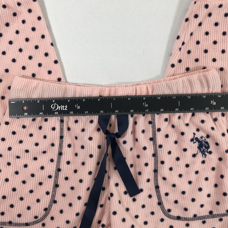 U.S.Polo Assn. 2 Piece Pajamas, Pink woth blue polka dots, Size: Small, cuff pants, velor,  like new