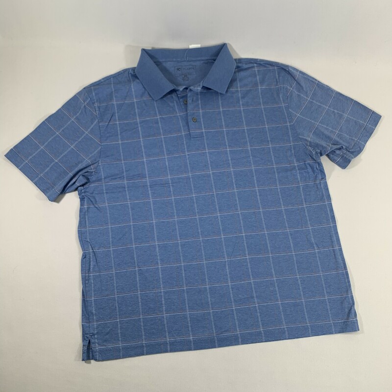 Jos. A. Bank Blue Plaid, short sleeve 100% Cotton, Lt Blue, Size: XXL