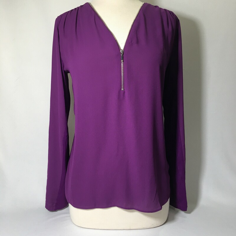 Rayon/Polyester Long Sleeve, pull over, Purple, Size: Small, INC (International Concepts) collarless