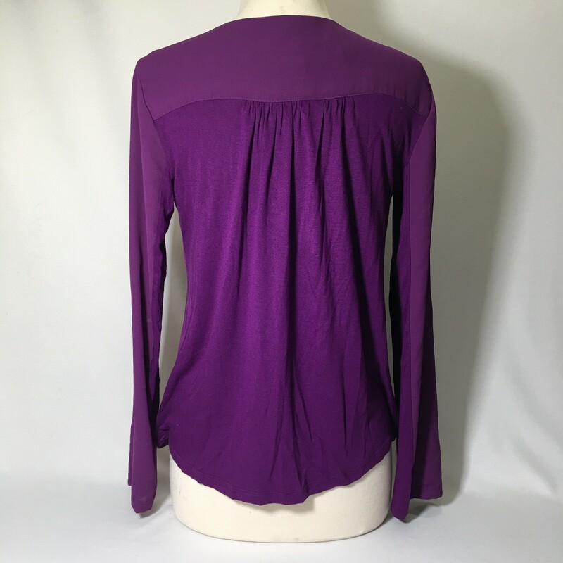 Rayon/Polyester Long Sleeve, pull over, Purple, Size: Small, INC (International Concepts) collarless