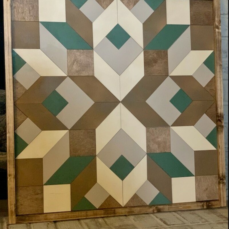 Wood stain and  painted geometrical wall decor