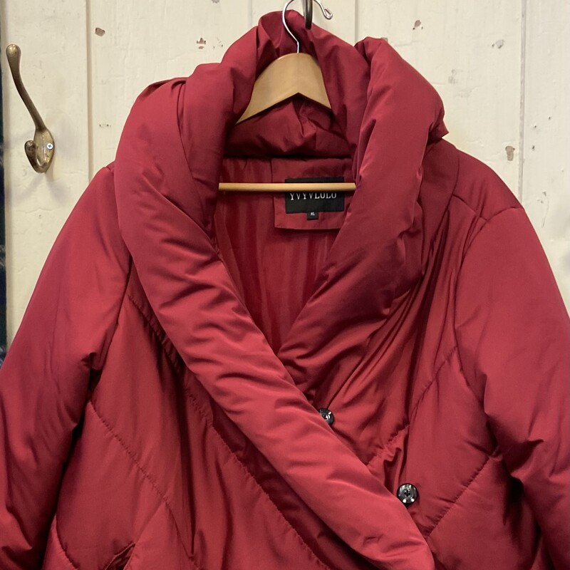 Red Down Hood Cloak Coat
