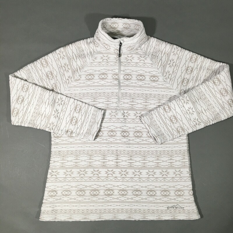 Gray Winter Pattern Motif, Lt Grey, Size: M zip zeck collar, Eddie Baurer