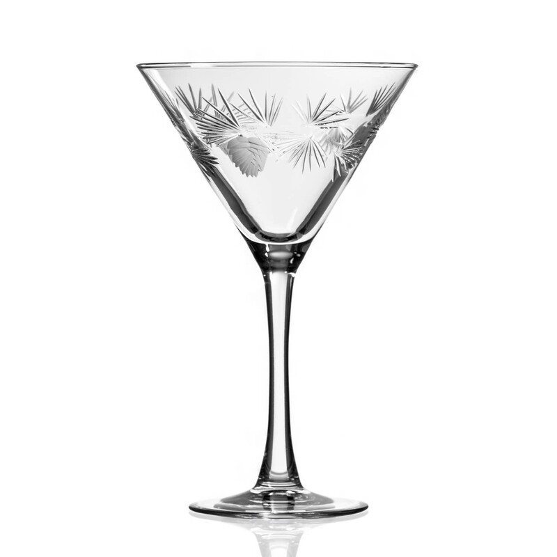 Pine Martini Glass

Nothing speaks to the great outdoors like an evergreen tree.  Contrasting pine needles are diamond-wheel engraved and brilliantly polished to add dimension and sparkle. American made, these decorated glasses are ideal for any occasion from your holiday table to your picnic table.
10oz.