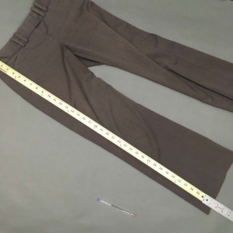 75% Poly 22% Viscose, 2% spandex,Stripe, Size: 0 The Limited, Cassidy Fit, thin variations of brown stripes, right side waist band was altered and stiching removed, some wear visible