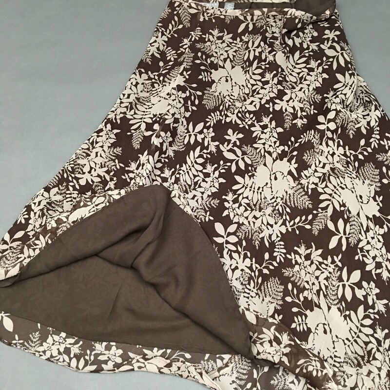 Kate Hill Silk Ankle Length, Brown, Size: Petite grey floral print motif, like new, Size 2P