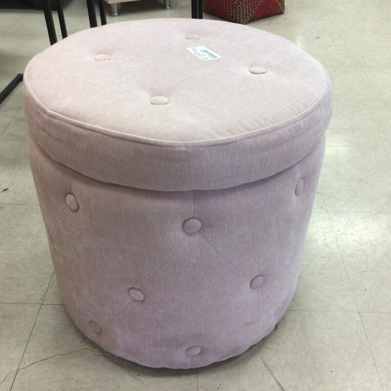 Pink Round Ottoman, Pink, Storage
17 in Round x 18 in Tall