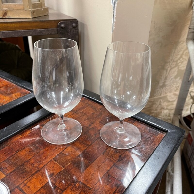 Footed Water Glasses, Pair
