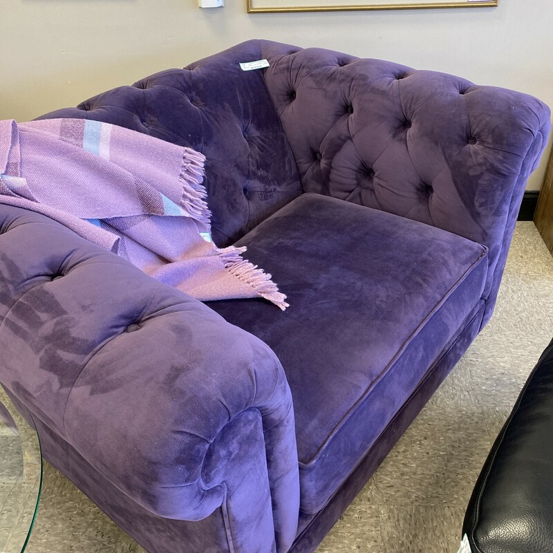 Tufted Velvet Chair&Half, Purple, Size: 48x38 In