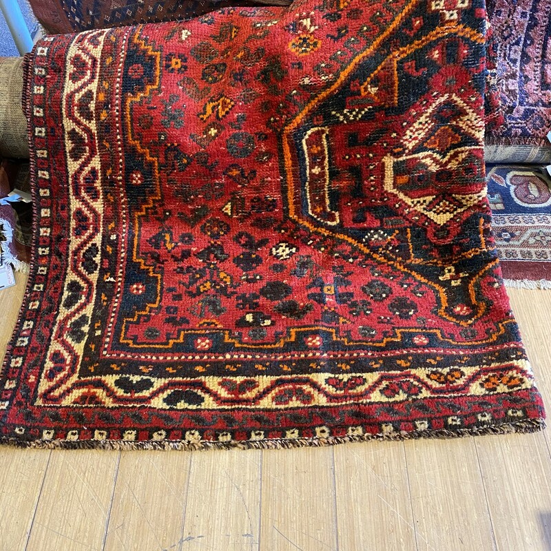 Rug Antique Shiraz Hand Woven 20117, Red,
Size: 6.1x9.2