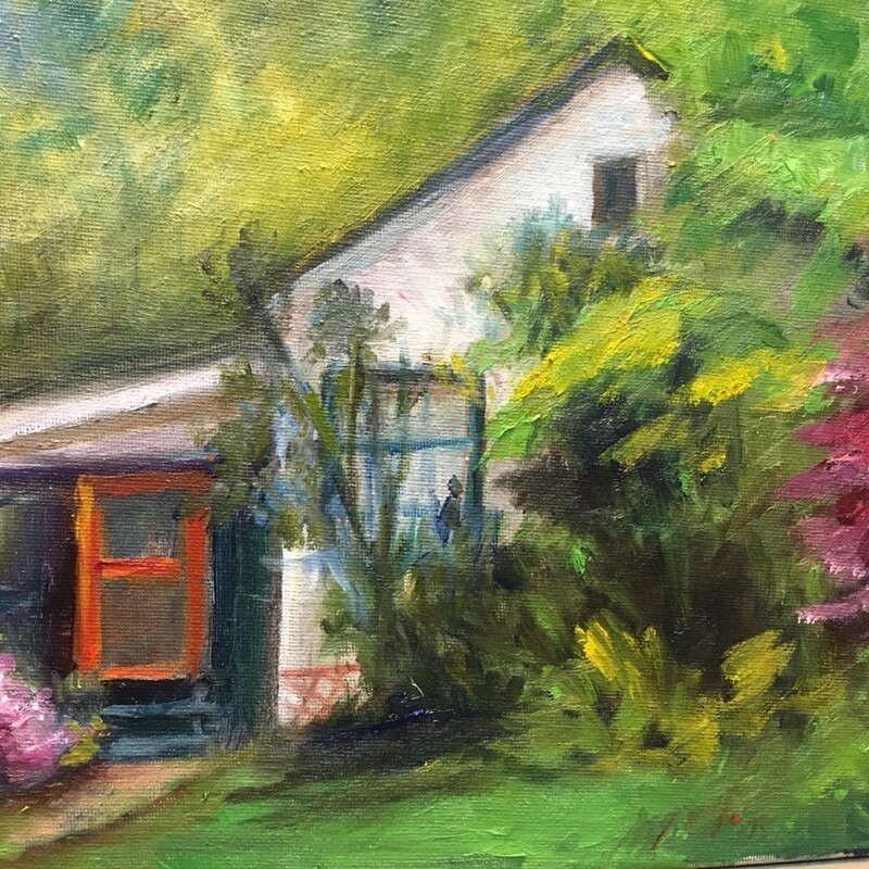 Littlre Cabin in the Woods
Oil
9 x 12
Jean A. Hearst, artist

Charming home of local artist when azaleas were in full bloom