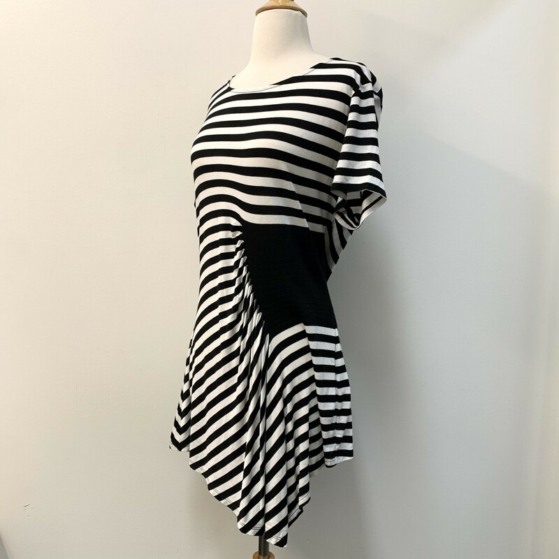 NEW  Beige by eci Stripe Tunic Top
Pleated Detail
Black and Ivory
Size: XLarge