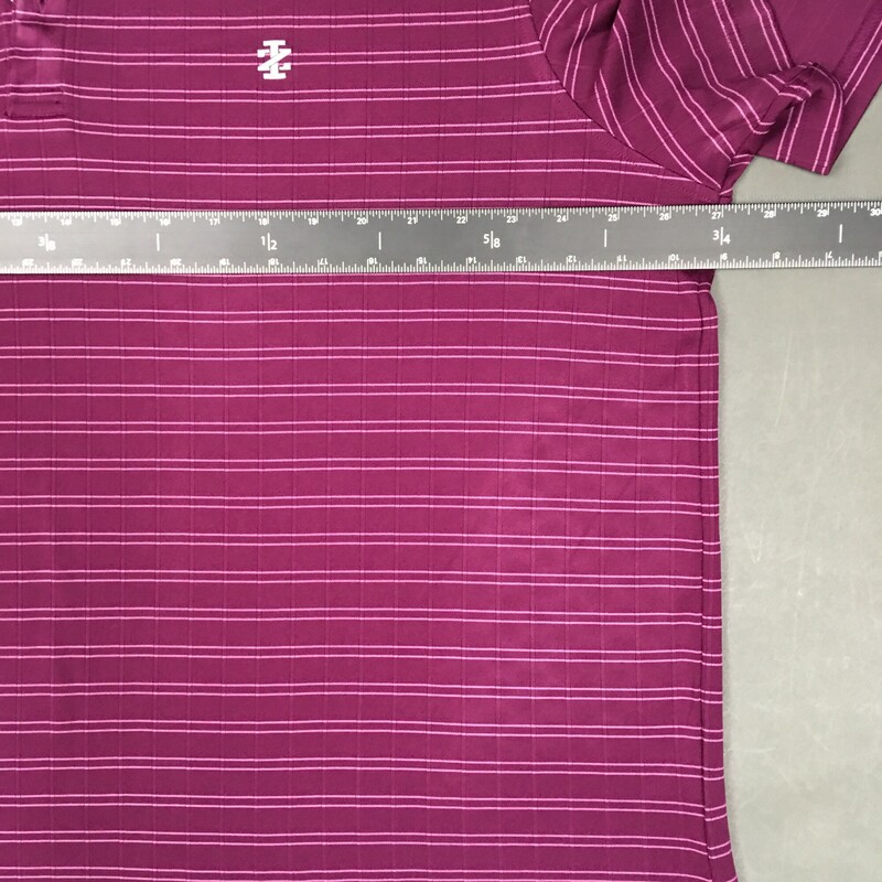 Izod Golf 100% polyester short sleeve, purple with thin pink stripe pattern, and fabric pattern, Size: XXL