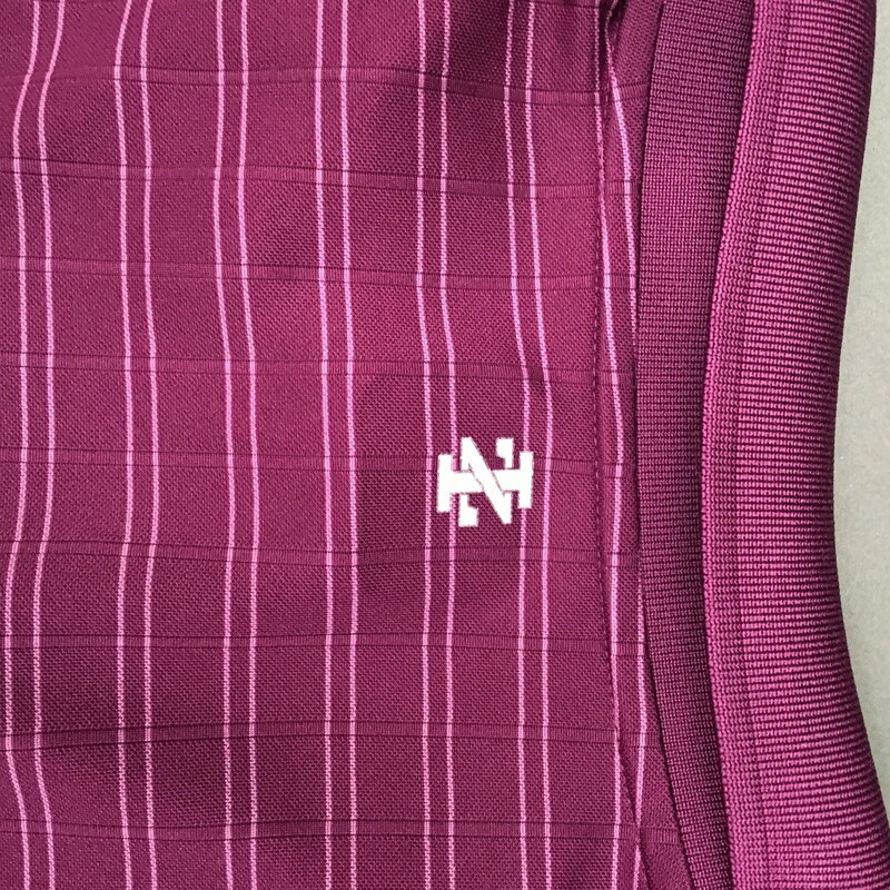 Izod Golf 100% polyester short sleeve, purple with thin pink stripe pattern, and fabric pattern, Size: XXL