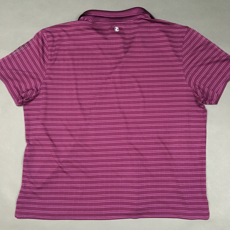 Izod Golf 100% polyester short sleeve, purple with thin pink stripe pattern, and fabric pattern, Size: XXL