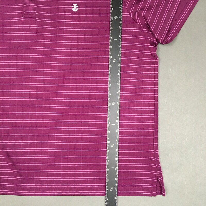 Izod Golf 100% polyester short sleeve, purple with thin pink stripe pattern, and fabric pattern, Size: XXL