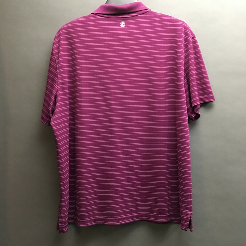 Izod Golf 100% polyester short sleeve, purple with thin pink stripe pattern, and fabric pattern, Size: XXL