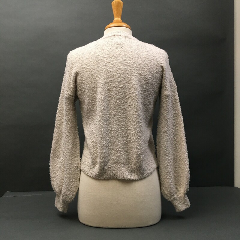 Boucle like soft Knit 85% Polyester, 9% nylon,2% spandex, Beige, Size: Small Hippie Rose,balloon sleeve cuffed wrist, crew neck